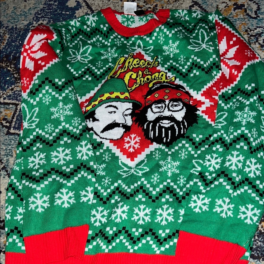 Cheech & Chong Green  & Red Christmas Sweater , Medium, NWOT